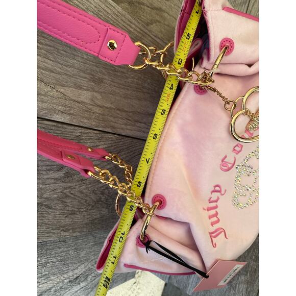 Juicy Couture Juicy Kingdom Pink Velour 3-Piece Embroidered Tote Set - Picture 7 of 13